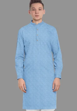 Embroidered Georgette Kurta in Sky Blue