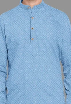 Embroidered Georgette Kurta in Sky Blue