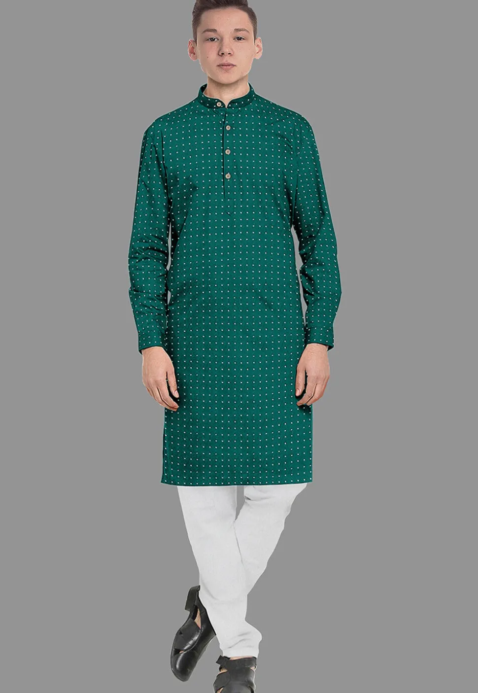 Embroidered Georgette Kurta Set in Dark Green