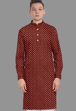 Embroidered Georgette Kurta in Maroon