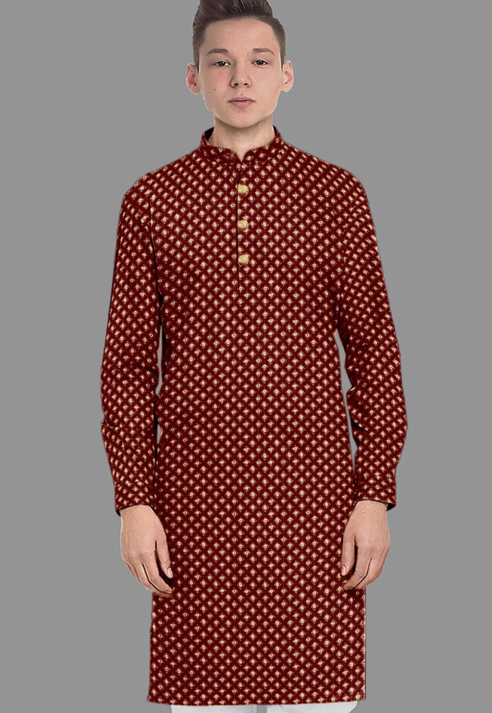 Embroidered Georgette Kurta in Maroon