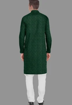 Embroidered Georgette Kurta Set in Dark Green