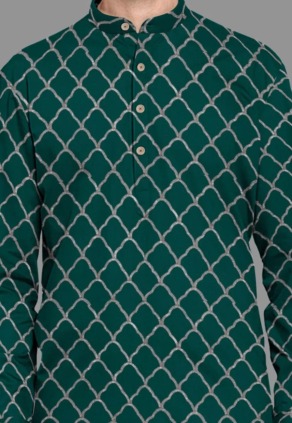 Embroidered Georgette Kurta in Dark Green