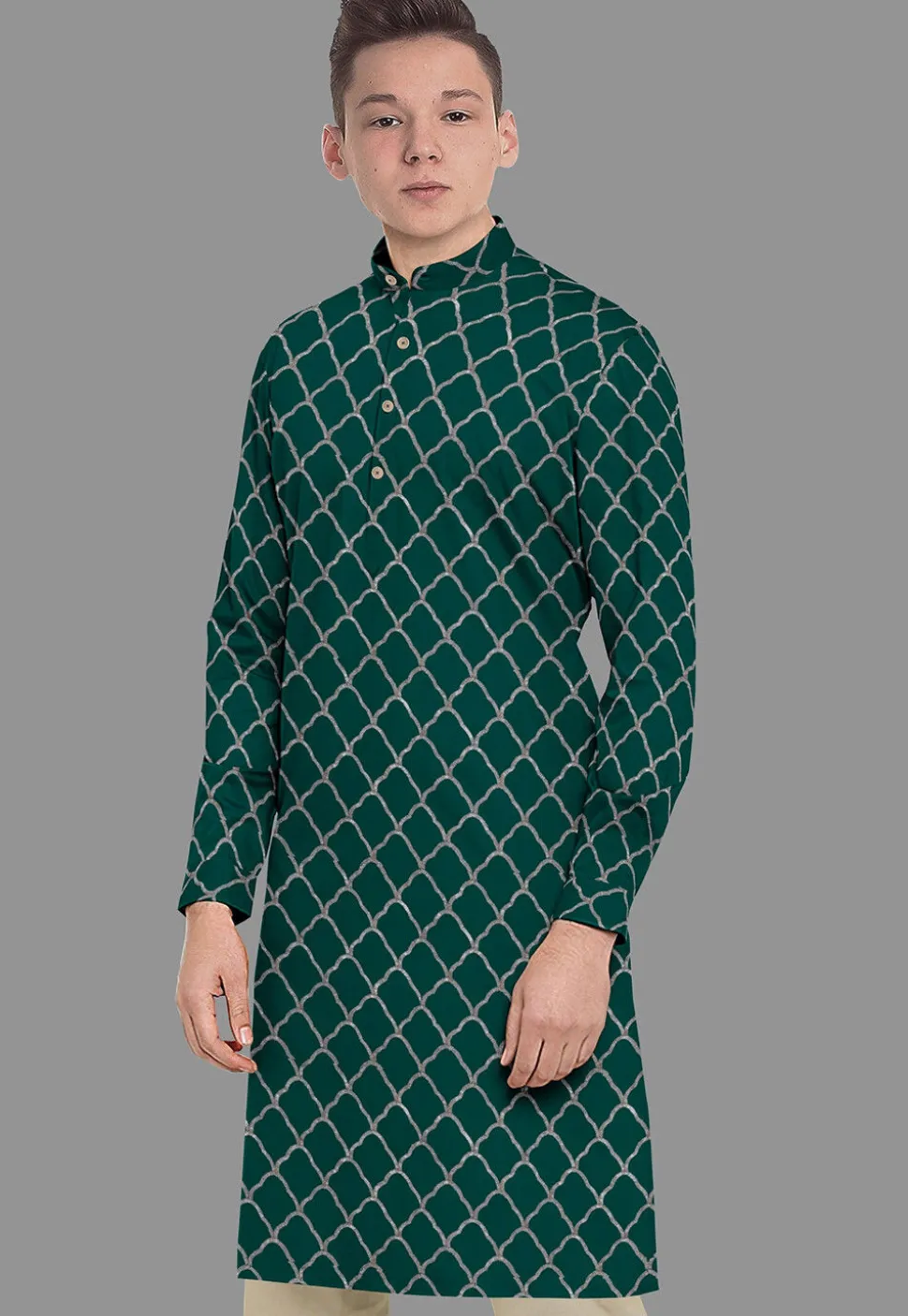 Embroidered Georgette Kurta in Dark Green