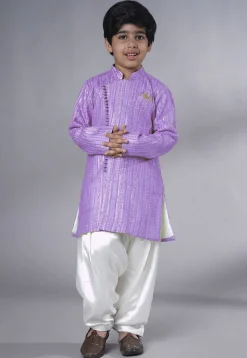 Embroidered Georgette Kurta Set in Light Purple