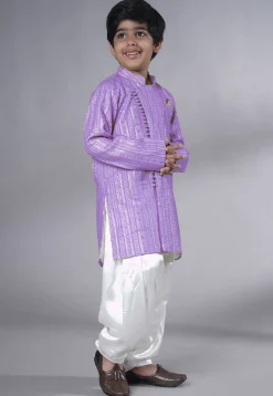 Embroidered Georgette Kurta Set in Light Purple