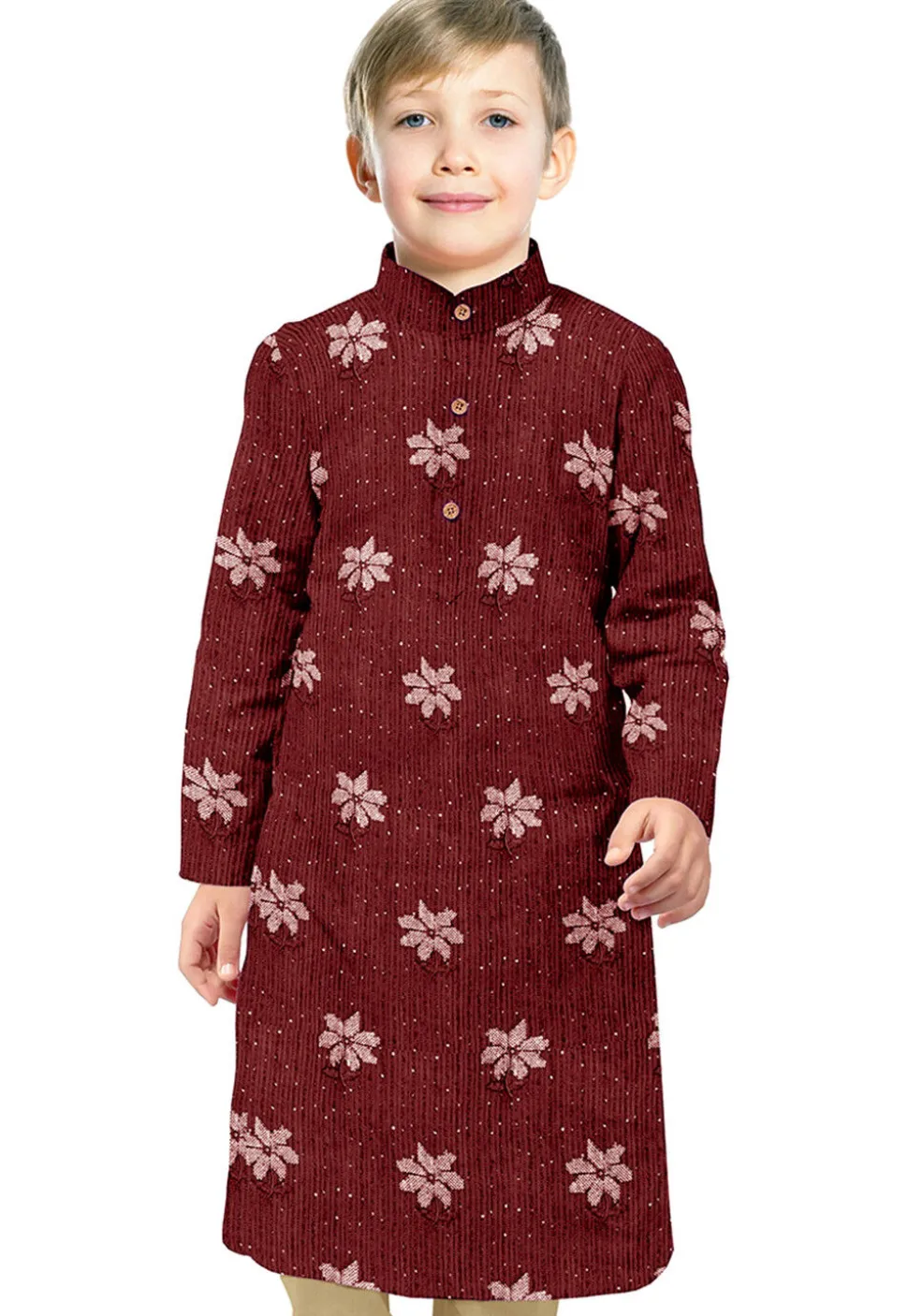 Embroidered Georgette Kurta in Maroon