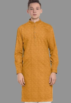 Embroidered Georgette Kurta in Mustard