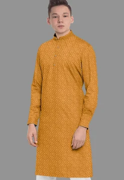 Embroidered Georgette Kurta in Mustard