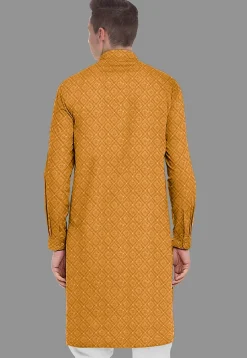 Embroidered Georgette Kurta in Mustard