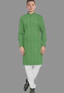 Embroidered Georgette Kurta Set in Light Green
