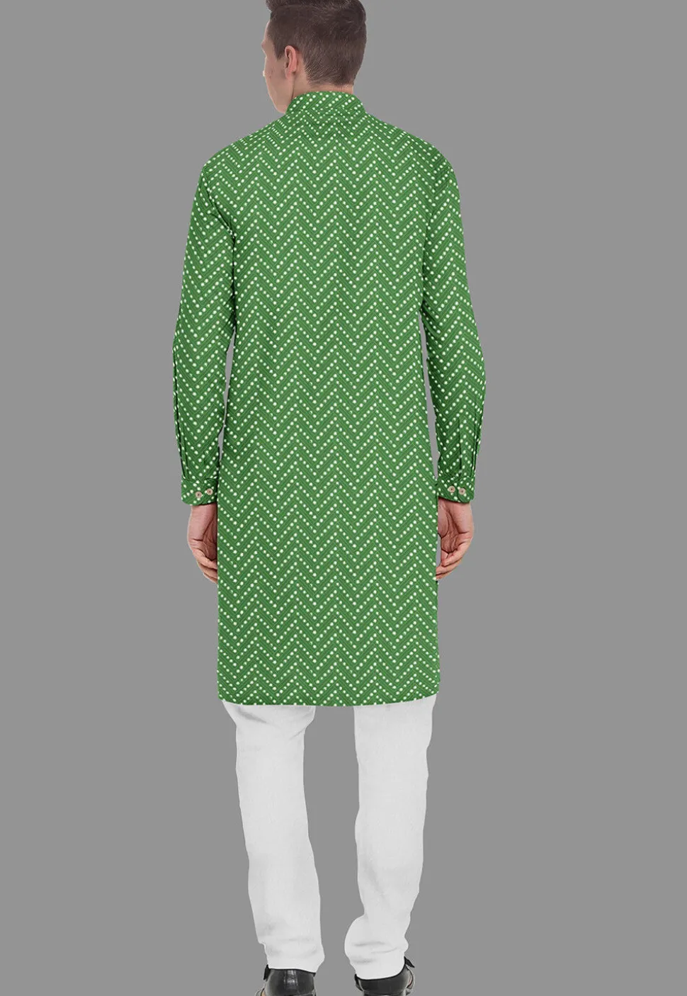Embroidered Georgette Kurta Set in Light Green