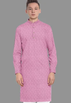 Embroidered Georgette Kurta in Light Pink