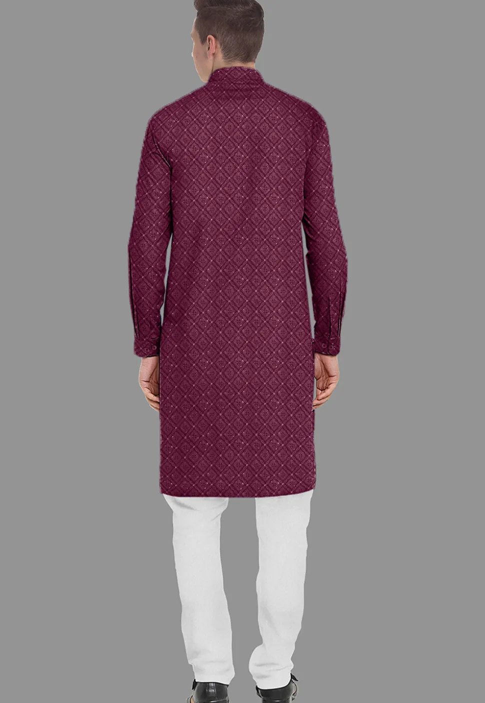 Embroidered Georgette Kurta Set in Wine