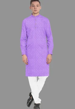 Embroidered Georgette Kurta Set in Light Purple