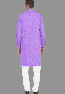 Embroidered Georgette Kurta Set in Light Purple