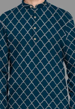 Embroidered Georgette Kurta in Indigo Blue