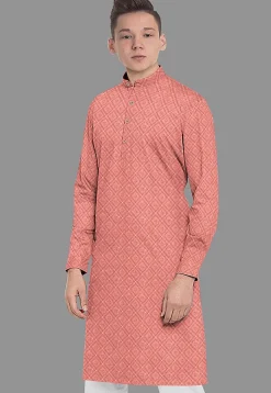 Embroidered Georgette Kurta in Dark Peach