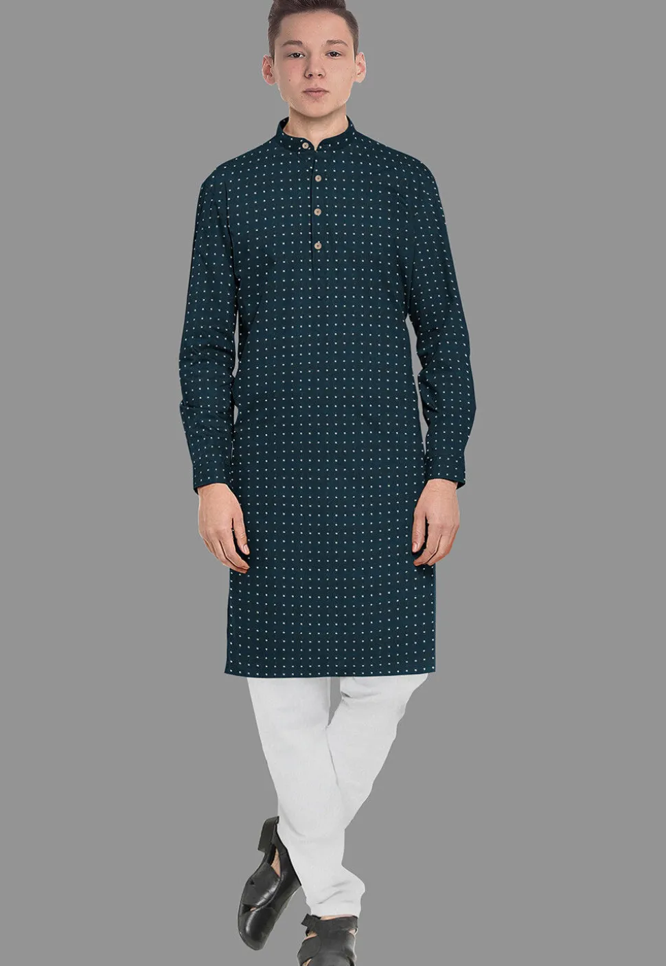 Embroidered Georgette Kurta Set in Indigo Blue