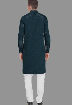Embroidered Georgette Kurta Set in Indigo Blue