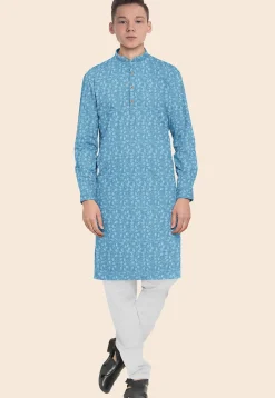 Embroidered Georgette Kurta in Sky Blue