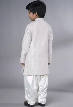 Embroidered Georgette Kurta Set in White