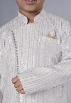 Embroidered Georgette Kurta Set in White