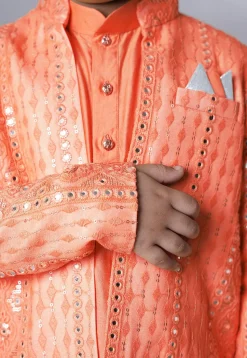 Embroidered Georgette Kurta Set in Peach