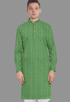 Embroidered Georgette Kurta in Light Green