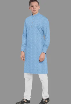 Embroidered Georgette Kurta Set in Sky Blue