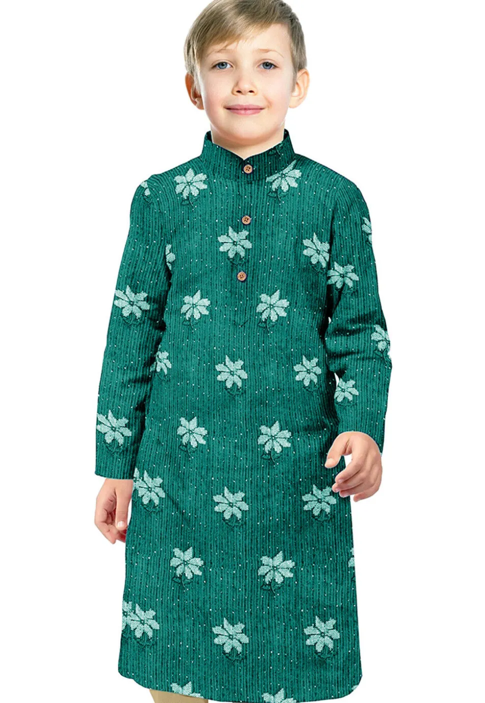 Embroidered Georgette Kurta in Sea Green
