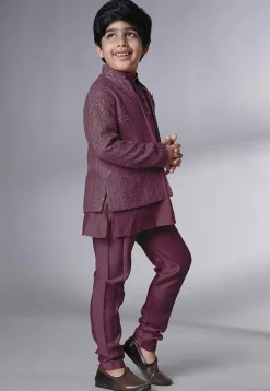 Embroidered Georgette Kurta Set in Wine