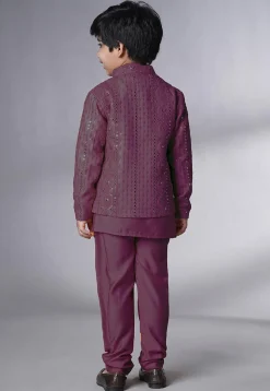 Embroidered Georgette Kurta Set in Wine