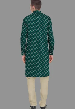 Embroidered Georgette Kurta Set in Dark Green