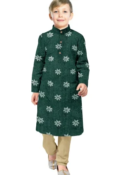 Embroidered Georgette Kurta Set in Dark Green