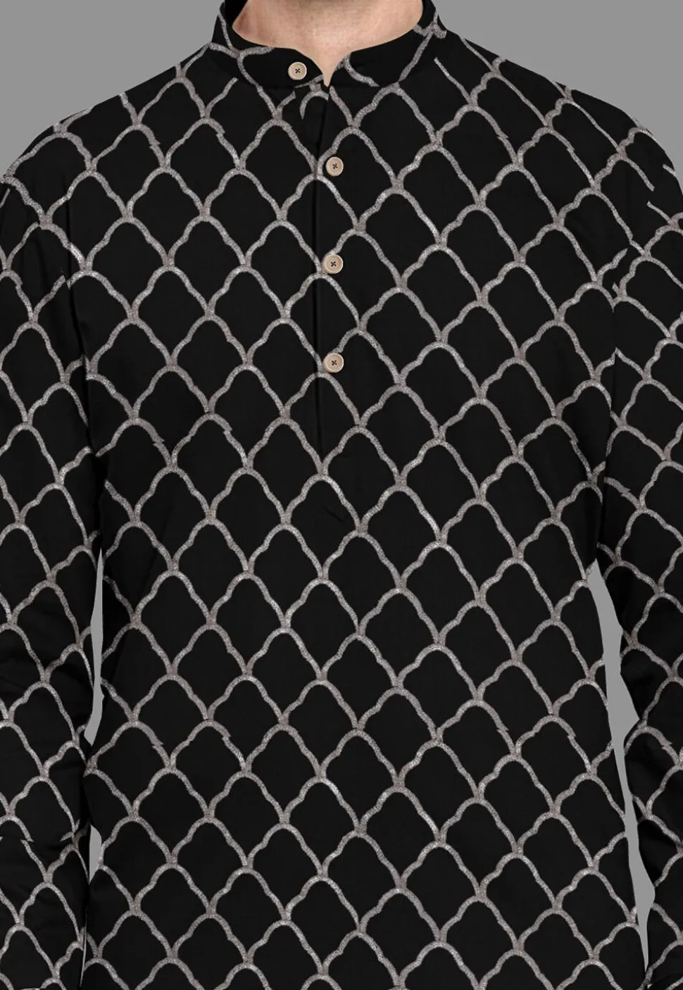 Embroidered Georgette Kurta in Black