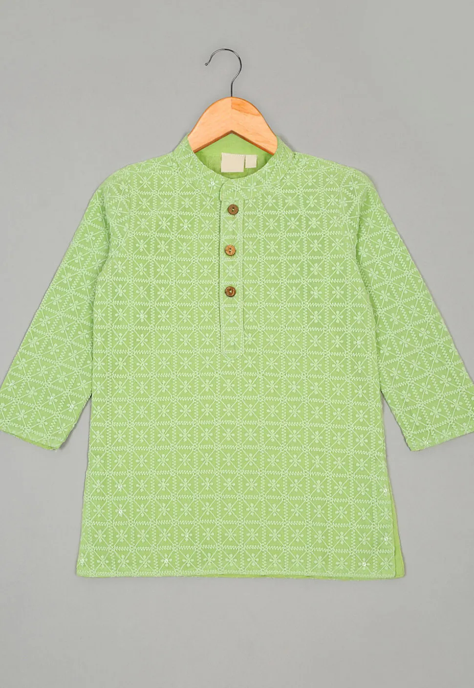 Embroidered Georgette Kurta Set in Light Green