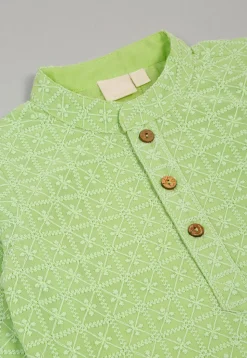 Embroidered Georgette Kurta Set in Light Green