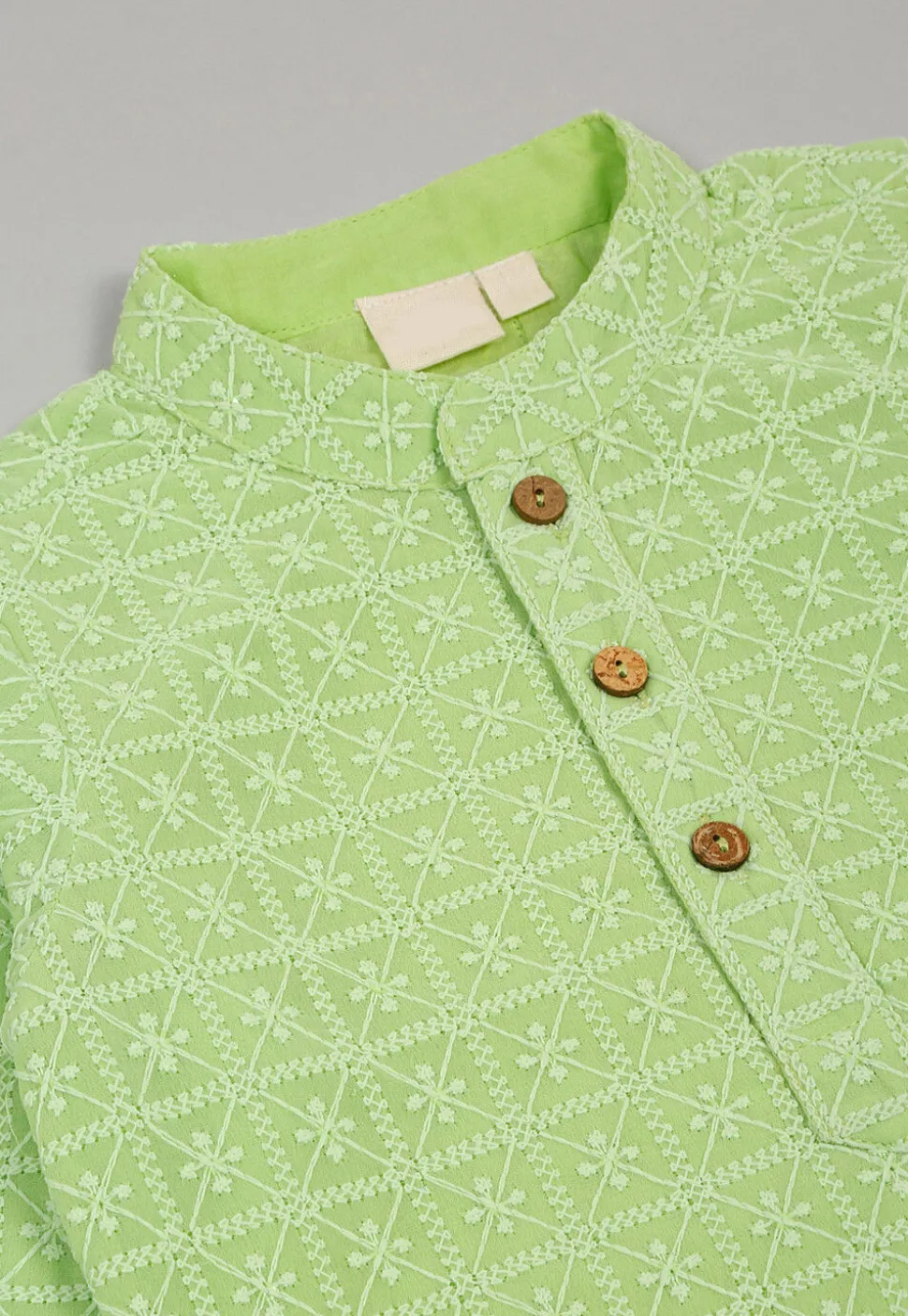 Embroidered Georgette Kurta Set in Light Green