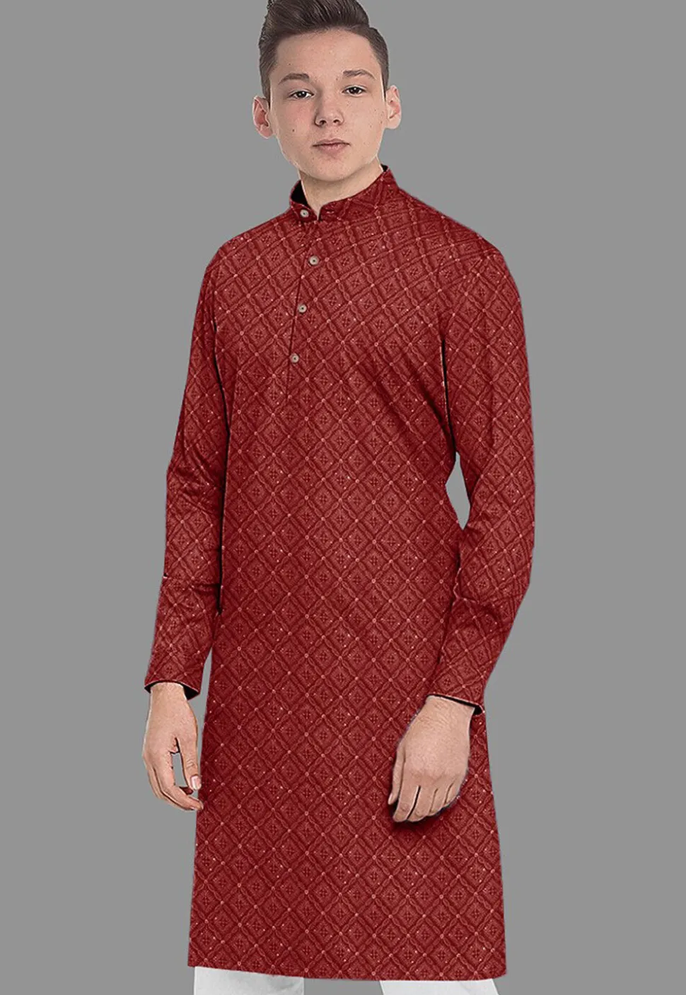 Embroidered Georgette Kurta in Maroon