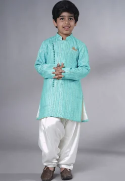Embroidered Georgette Kurta Set in Sky Blue