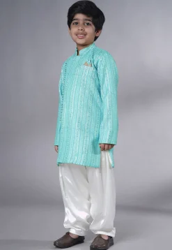 Embroidered Georgette Kurta Set in Sky Blue
