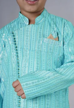 Embroidered Georgette Kurta Set in Sky Blue