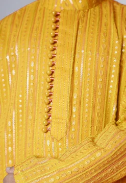 Embroidered Georgette Kurta Set in Yellow