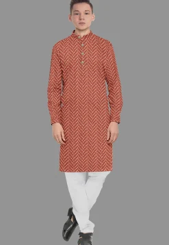 Embroidered Georgette Kurta Set in Rust
