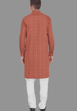 Embroidered Georgette Kurta Set in Rust