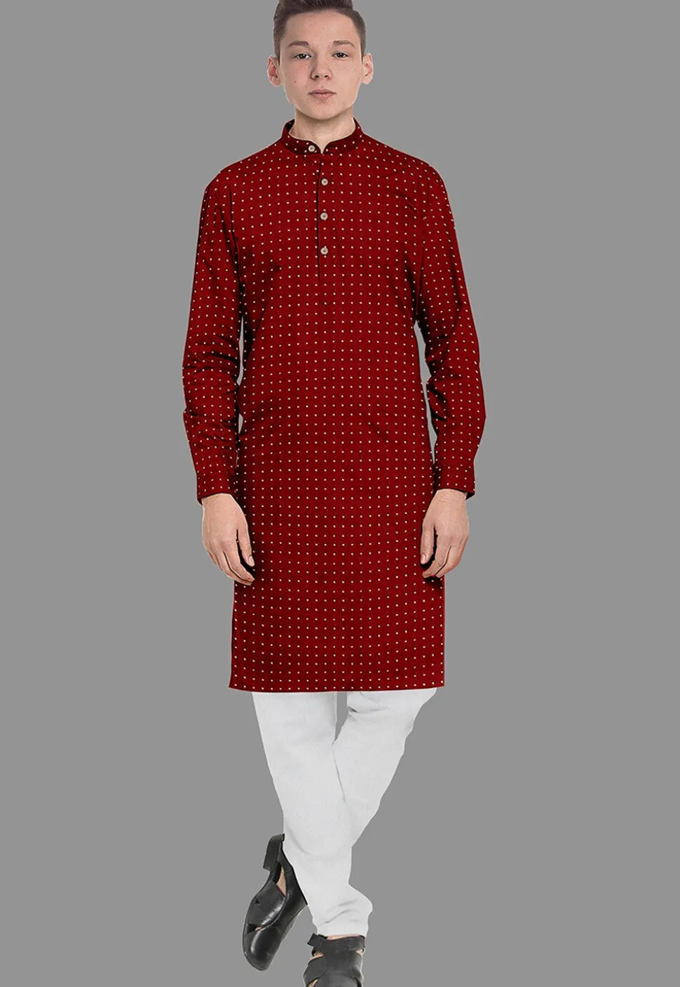 Embroidered Georgette Kurta in Maroon