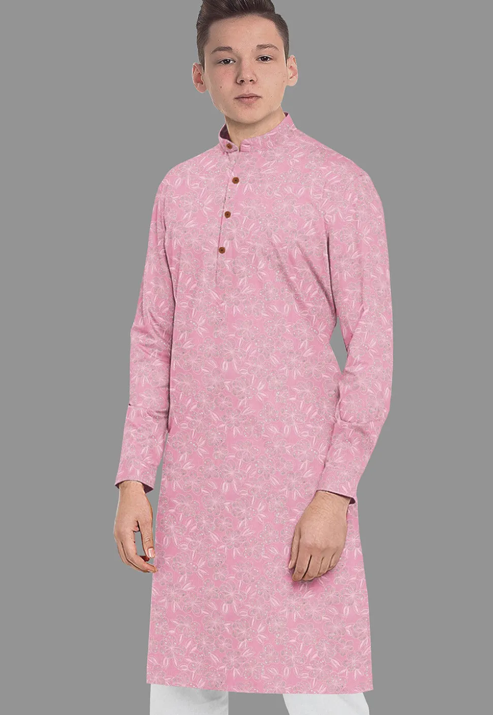 Embroidered Georgette Kurta in Pink