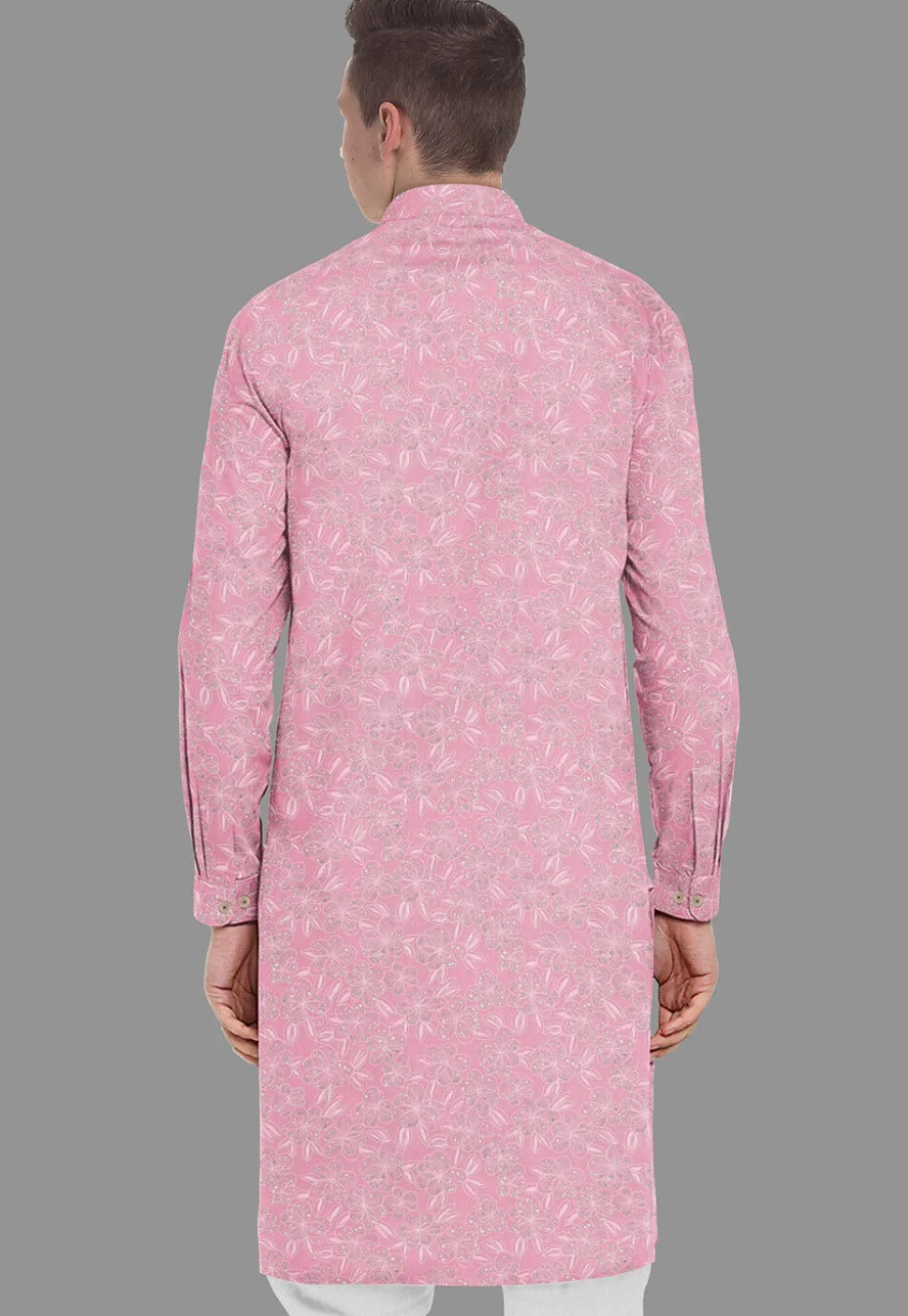 Embroidered Georgette Kurta in Pink