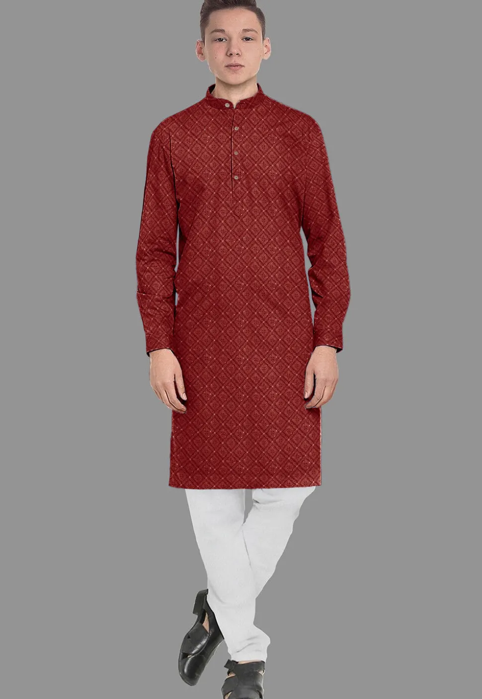 Embroidered Georgette Kurta Set in Maroon